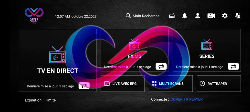 Cover IPTV Player. Application IPTV pour android et android tv.